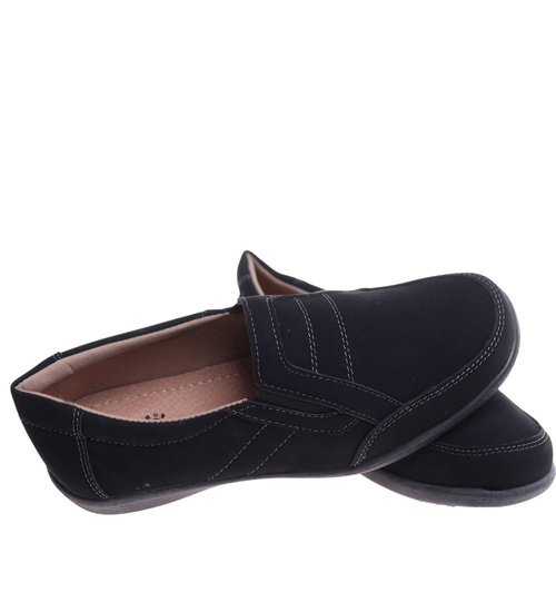 Czarne płaskie półbuty damskie /G2-2 18104  T237/