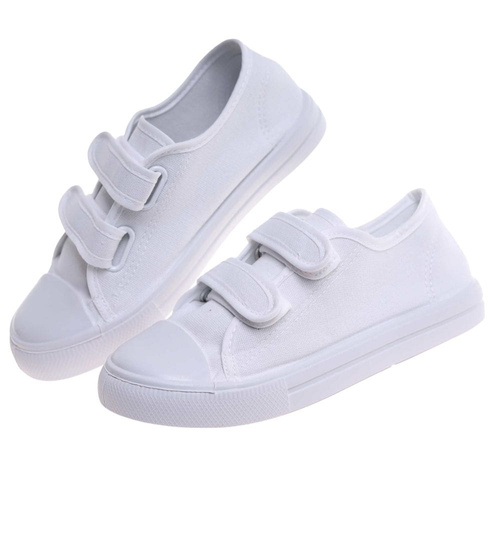 Białe tenisówki dla dziewczynki na rzepy /C2-1 18102 T189/