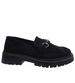 Czarne zamszowe półbuty loafersy na niskiej platfomie /D9-2 15342 T485/