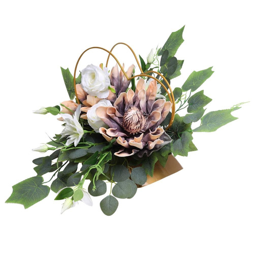 Duży stroik Żółto fioletowe kwiaty KOMP142 M700