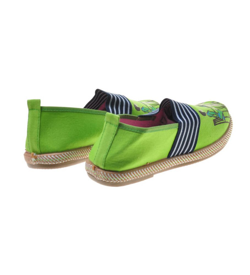 Dziecięce zielone trampki wkładane z nadrukiem /F8-2 7832 S097/