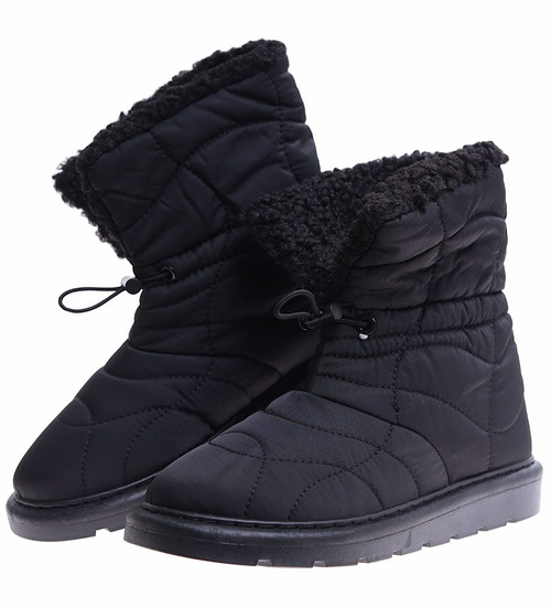 Czarne kozaki śniegowce z futerkiem /E8-1 17014 G284/