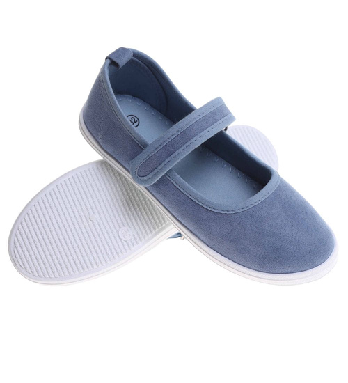Wsuwane niebieskie dziewczęce tenisówki balerinki czeszki z paseczkiem /G8-1 17788 T124/