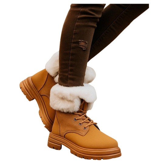 Zimowe botki trapery z futerkiem Camel /A7-1 18453 T346/