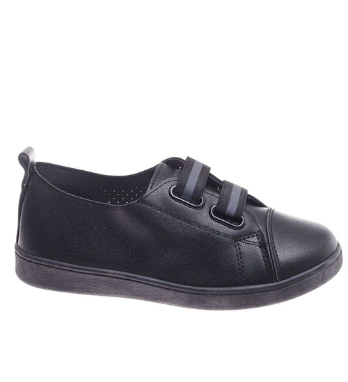 Czarne ażurowe tenisówki wsuwane /E4-3 18706 T185/