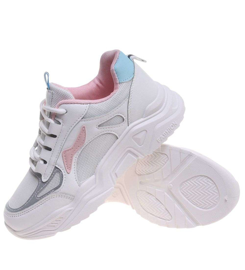 Sznurowane buty sportowe z pastelowymi wstawkami /D2-1 18831 T266/