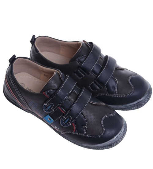 Chłopięce półbuty na rzepy Granatowe /E8-2 18125 T282/