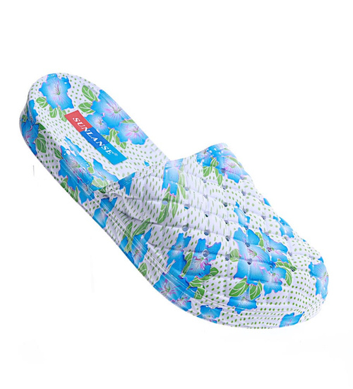 Niebiesko białe damskie klapki na basen /F5-1 14164 S009/