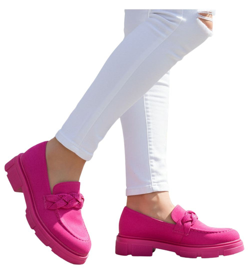 Fuksjowe półbuty mokasyny na platformie /A8-2 12699 T798/