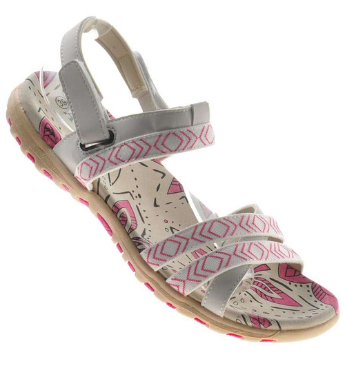 Komfortowe sandały w sportowym stylu Beżowo-Różowe /F3-2 8523 S293/