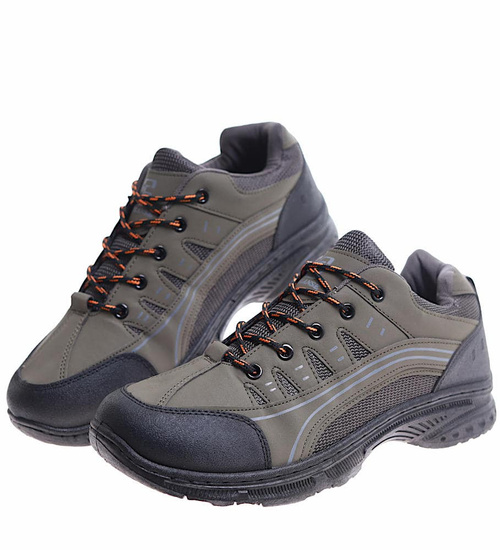 Sznurowane męskie buty trekkingowe Zielone /D2-1 10394 S393/