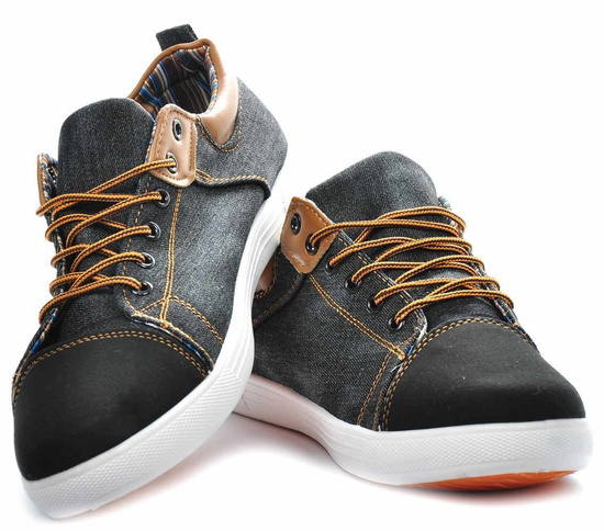 Wiązane męskie trampki CZARNE /E4-1 3804A T296/