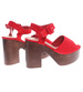 Czerwone damskie sandały na platformie /G6-3 13105 T192/