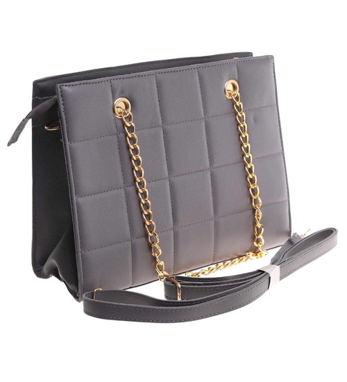 Szara torebka kuferek z łańcuszkiem i paskiem /H2 K1 TB678 G195/