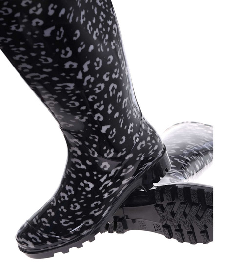 Kalosze damskie z wysoką cholewką Czarne /G6-1 18368 T346/