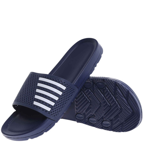 Granatowe wodoodporne klapki męskie plażowe /G4-1 18371 T188/