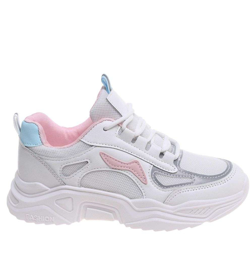 Sznurowane buty sportowe z pastelowymi wstawkami /D2-1 18831 T266/