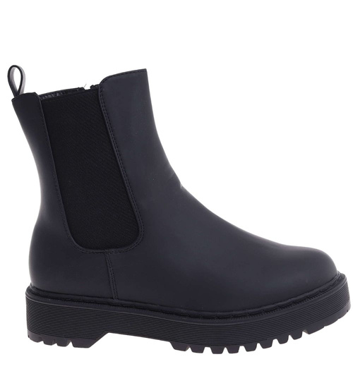 Czarne matowe dziewczęce botki ocieplane /G11-3 18376 T188/