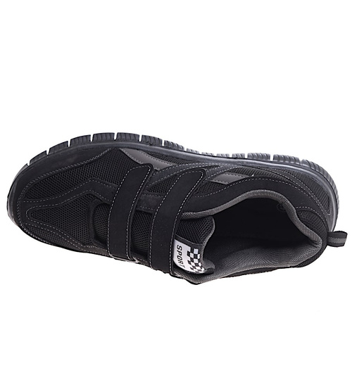 Męskie czarne buty sportowe na rzepy /D6-2 16682 T384/