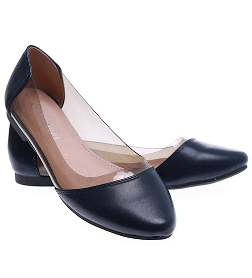 Transparentne granatowe balerinki /G13-2 15850 T190/