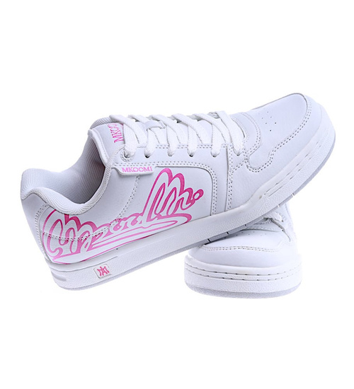 Sznurowane białe trampki damskie z napisem /F4-2 13863 S109/