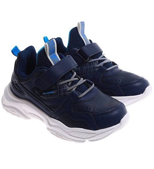 Uniwersalne dziecięce granatowe buty sportowe na rzepy /A2-1 16832 T289/