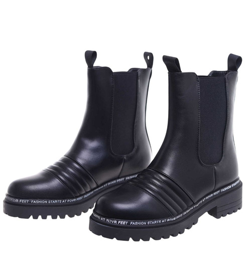 Czarne wysokie botki sztyblety na platformie /C1-1 18303 T3/