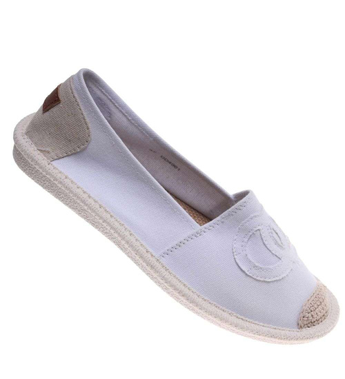 Wsuwane baleriny białe espadryle /E3-2 18725 T188/