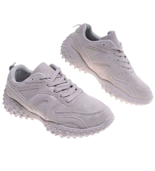 Szare sneakersy damskie sznurowane buty sportowe /D8-1 18709 T152/