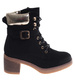 Czarne wiązane botki damskie zimowe /J5-2 18548 W2/