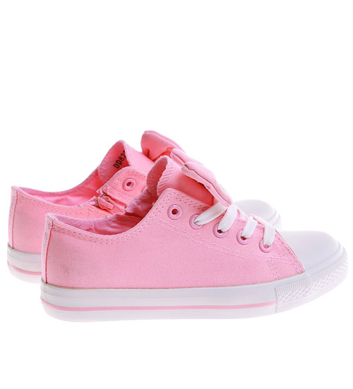 Różowe dziewczęce trampki z kokardą /B7-2 16784 T13-5/