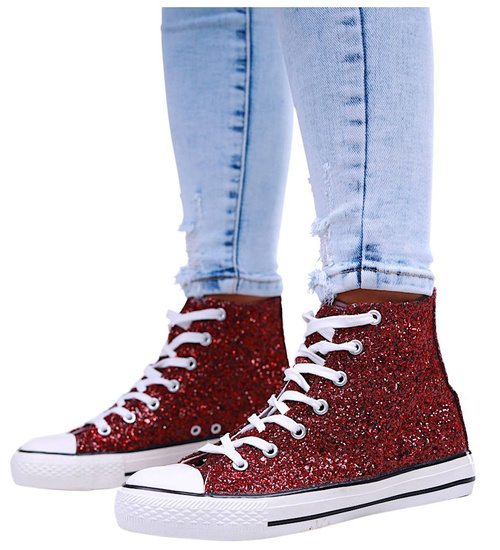 Wysokie bordowe trampki damskie /C1-2 16745 G9-84/