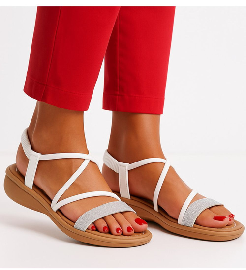 Białe sandały damskie na niskiej platofmie /D9-2 16424 T288/