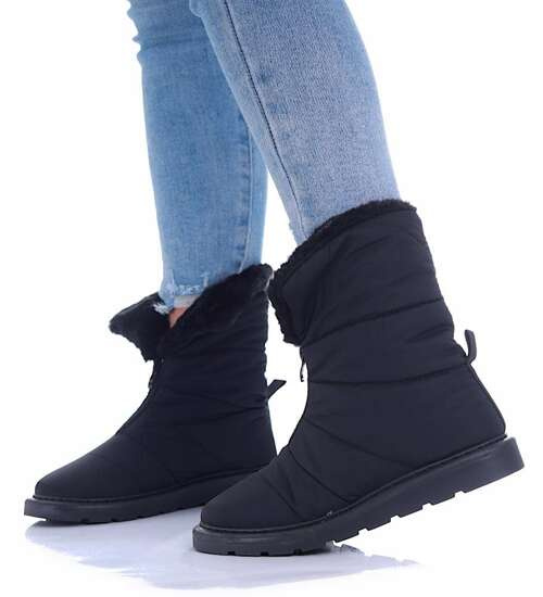 Czarne kozaki śniegowce z futerkiem /G11-3 17008 G284/