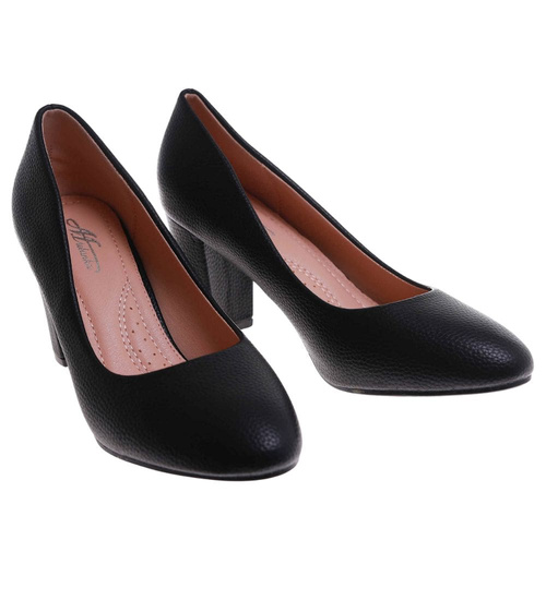 Czarne czółenka na słupku / H2 D8-2 17749 G157/