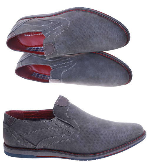 Wsuwane męskie szare półbuty /F9-1 17597 T347/