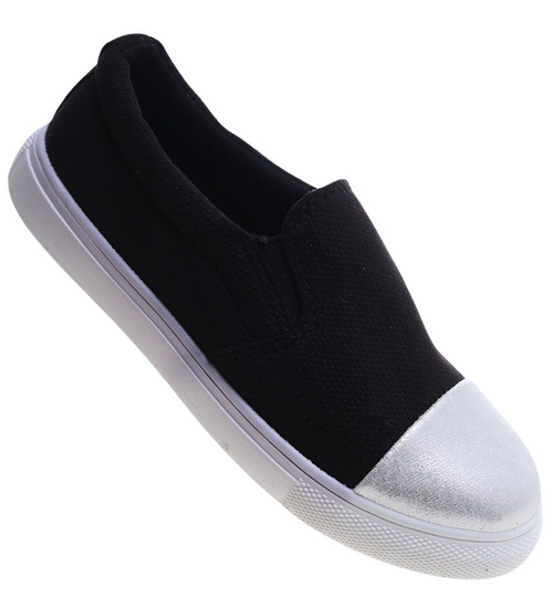 Czarne wsuwane trampki dziewczęce slip on /E5-2 13683  T004/