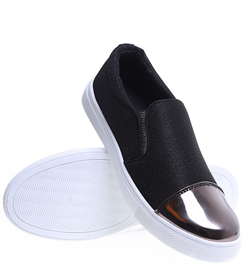 Wsuwane czarne trampki damskie /E10-2 15644 T180/