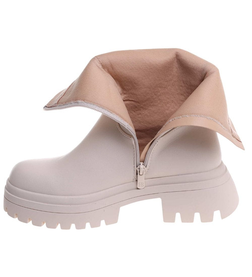 Beżowe botki workery na platformie /A2-2 18504 T288/