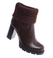 Czekoladowe zimowe botki na słupku /A1-3 18563 G284/