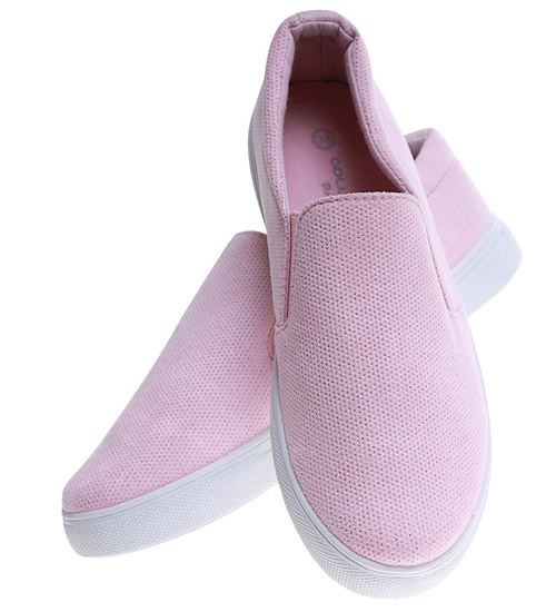 Wsuwane pastelowe trampki damskie slip on Różowe /G8-2 13607 T171/