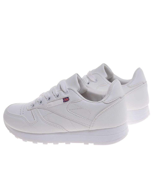 Białe sneakersy damskie sznurowane buty sportowe /C6-1 18670 T255/