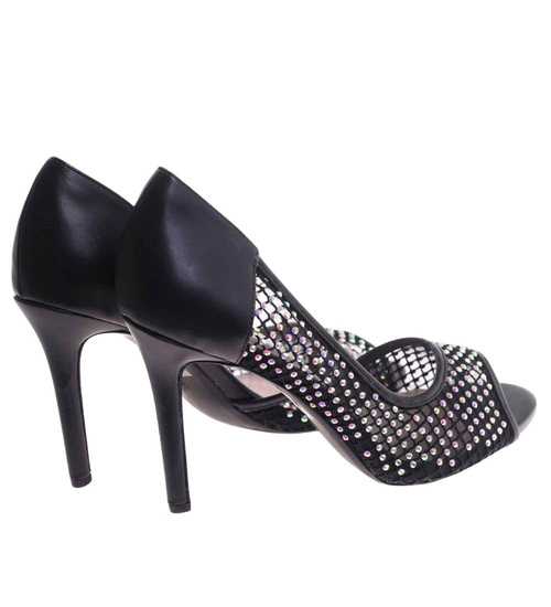 Czarne sandały szpilki ażurowe /A4-2 17835 G18-45 +H2/