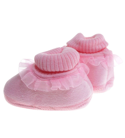 Różowe pluszowe kapcie dla niemowląt /H2 17568 MX2-5/