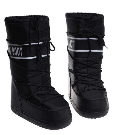 Czarne wysokie kozaki śniegowce damskie /A9-1 18462 T235/