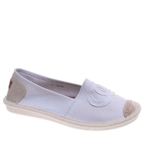 Materiałowe białe półbuty espadryle /E6-2 18724 T283/