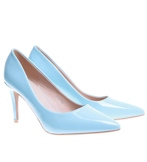 Niebieskie klasyczne szpilki damskie /A8-3 15415 T191/