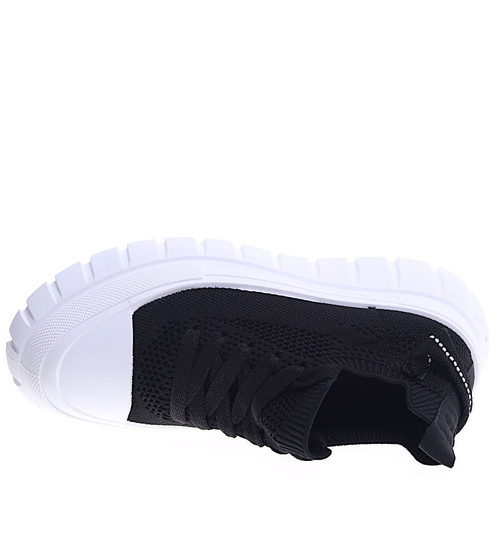 Wsuwane czarne trampki na platformie /F7-3 13434 S298/