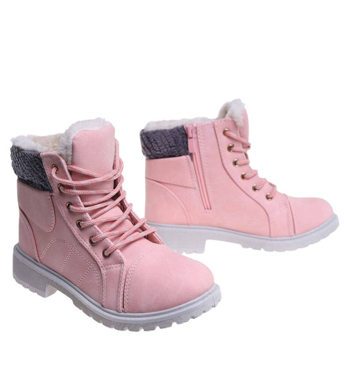 Zimowe różowe dziewczęce trapery z futerkiem /G9-2 17127 T295/