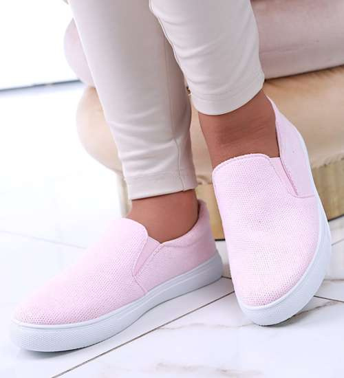 Wsuwane różowe trampki slip on /G8-2 13607 S171/ Wsuwane różowe trampki slip on /G8-2 13607 S171/